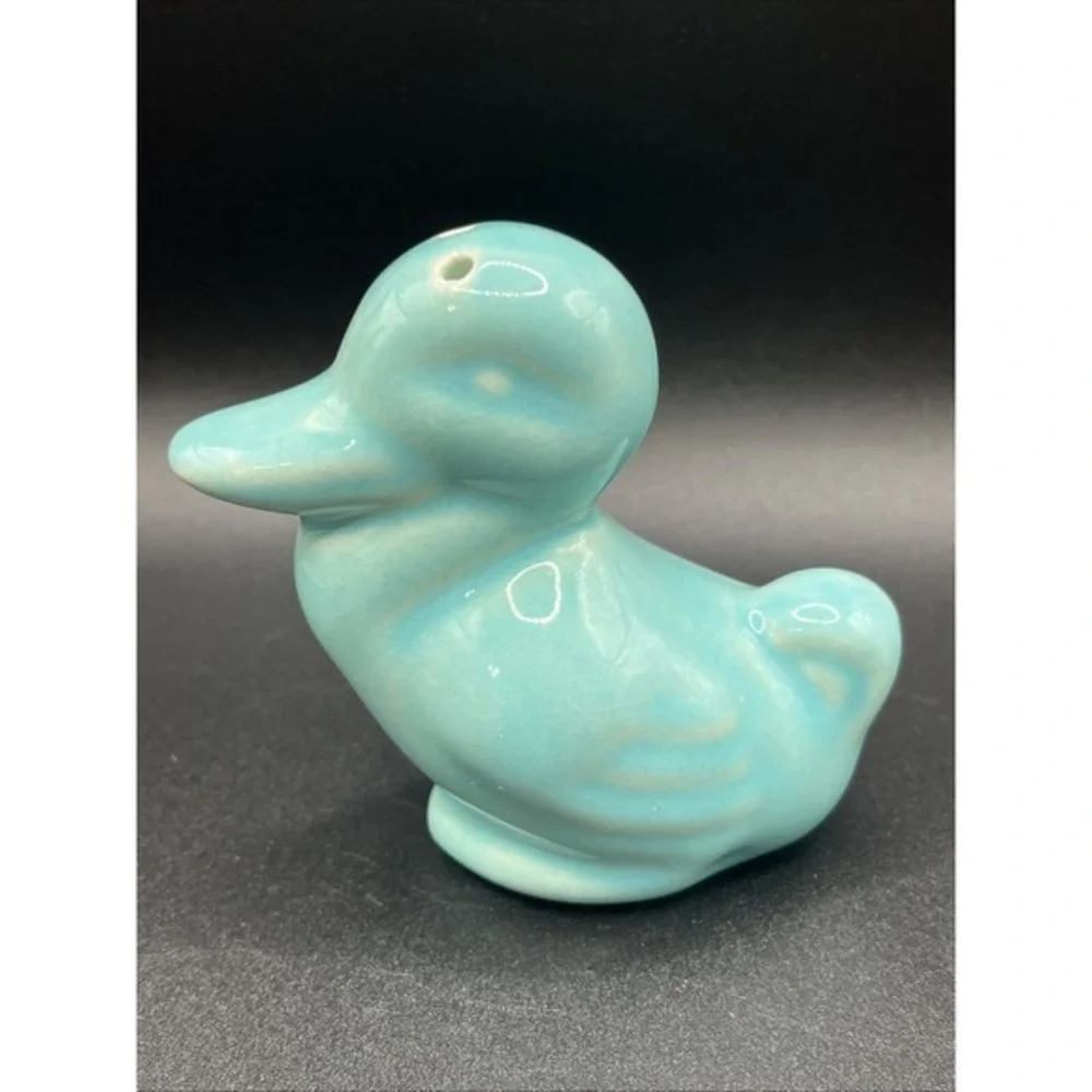 Vtg Porcelain / Ceramic Aqua Decorative Duck Single Salt Pepper Figurine 2.75